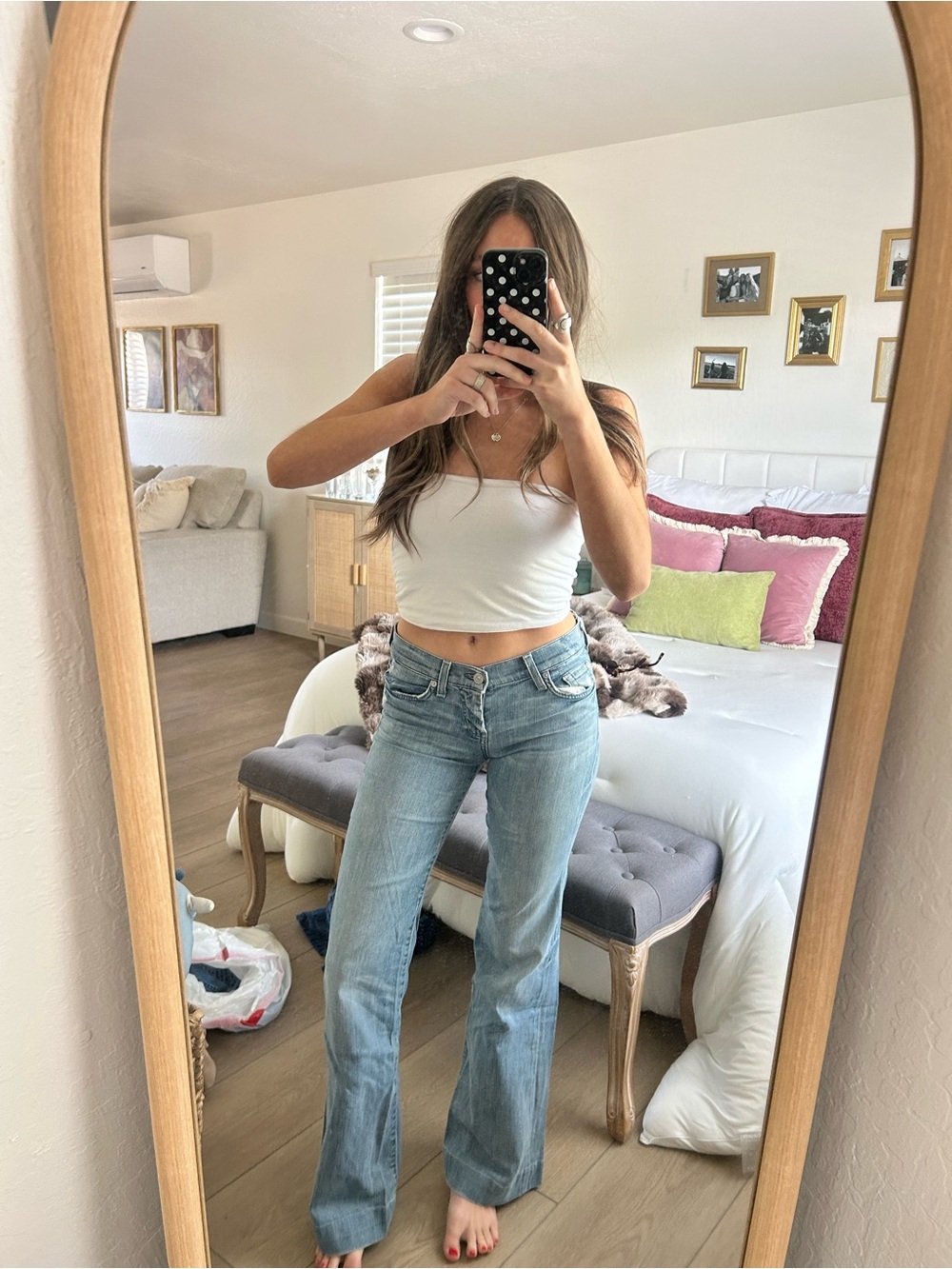 7 For All Mankind Dojo Vintage Light Blue High-Rise Flare Jeans